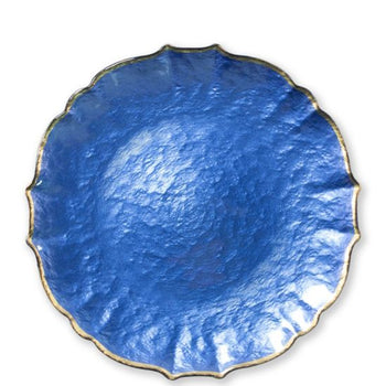 Vietri Baroque Glass Salad Plate - Cobalt